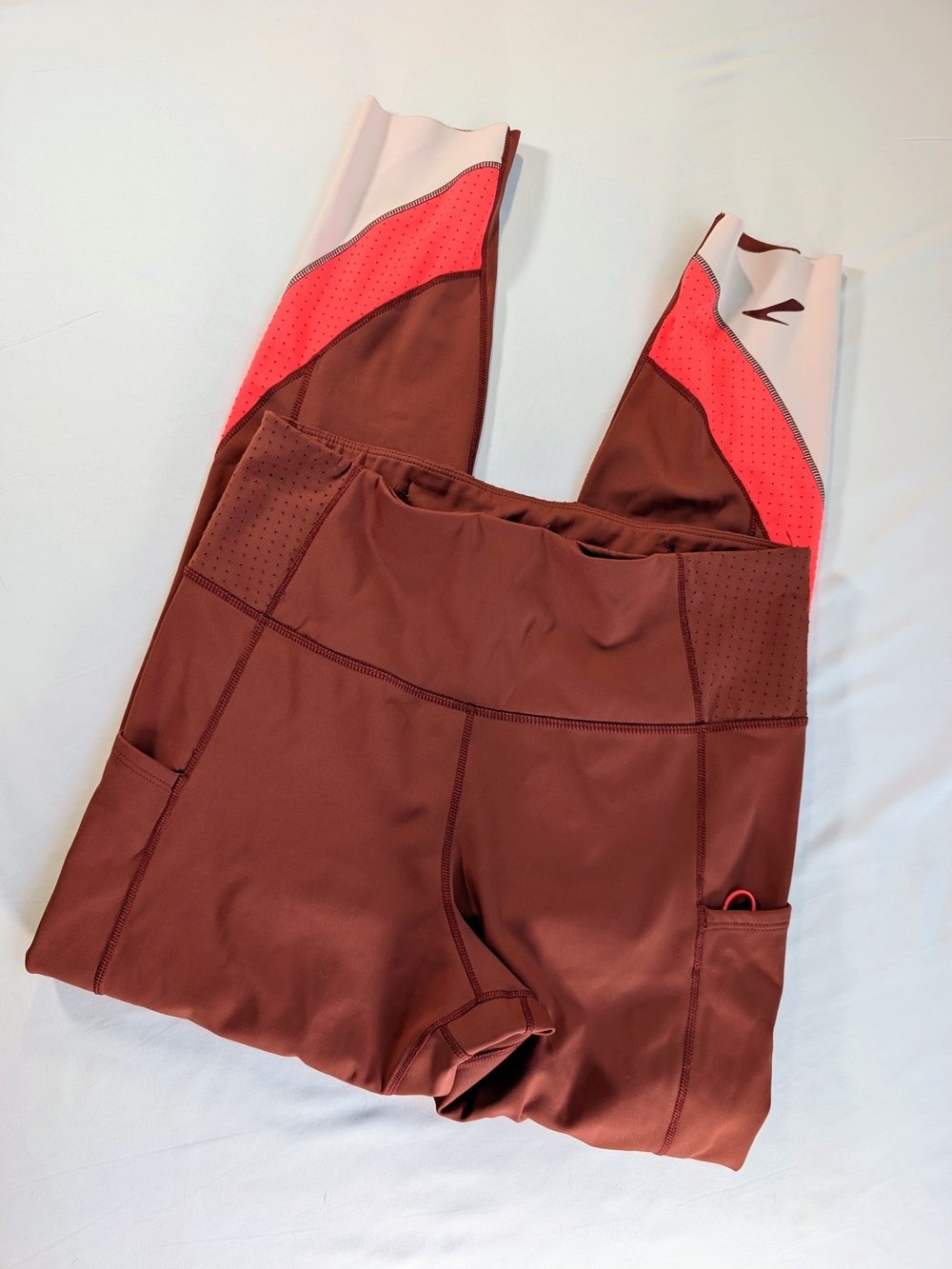 Brooks Running Athletic leggings - Rust Brown with Pink & Cream Accent